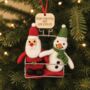 Personalised Santa And Snowman In Ski Lift Bauble, thumbnail 1 of 3