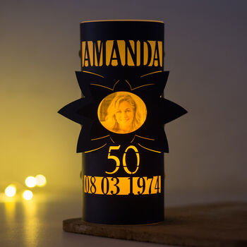 Personalised Birthday Photo Lantern Gift 50th, 10 of 11