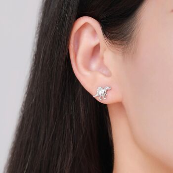Sterling Silver Spinosaurus Dinosaur Stud Earrings, 7 of 12