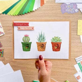 Hello House Plants! Greeting Card Making Kit | Succulents Cactus Plant Pot, 5 of 7