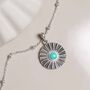 Sterling Silver Turquoise Sun Disc Necklace, thumbnail 3 of 5