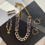 Hand Beaded Leopard Print Gold Chain Priestess Necklace, thumbnail 8 of 9