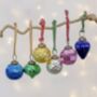Six Textured Baubles With Sari Loops, thumbnail 1 of 4