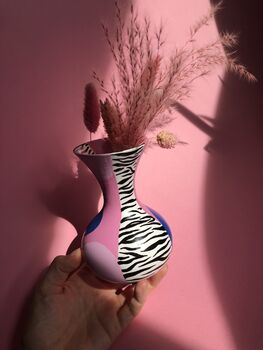Zebra Print Hand Painted Flute Vase, 2 of 8