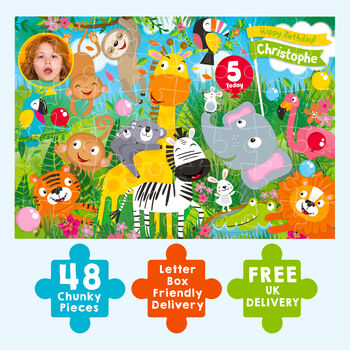 Personalised Jungle Fun Birthday Jigsaw Puzzle, 6 of 8