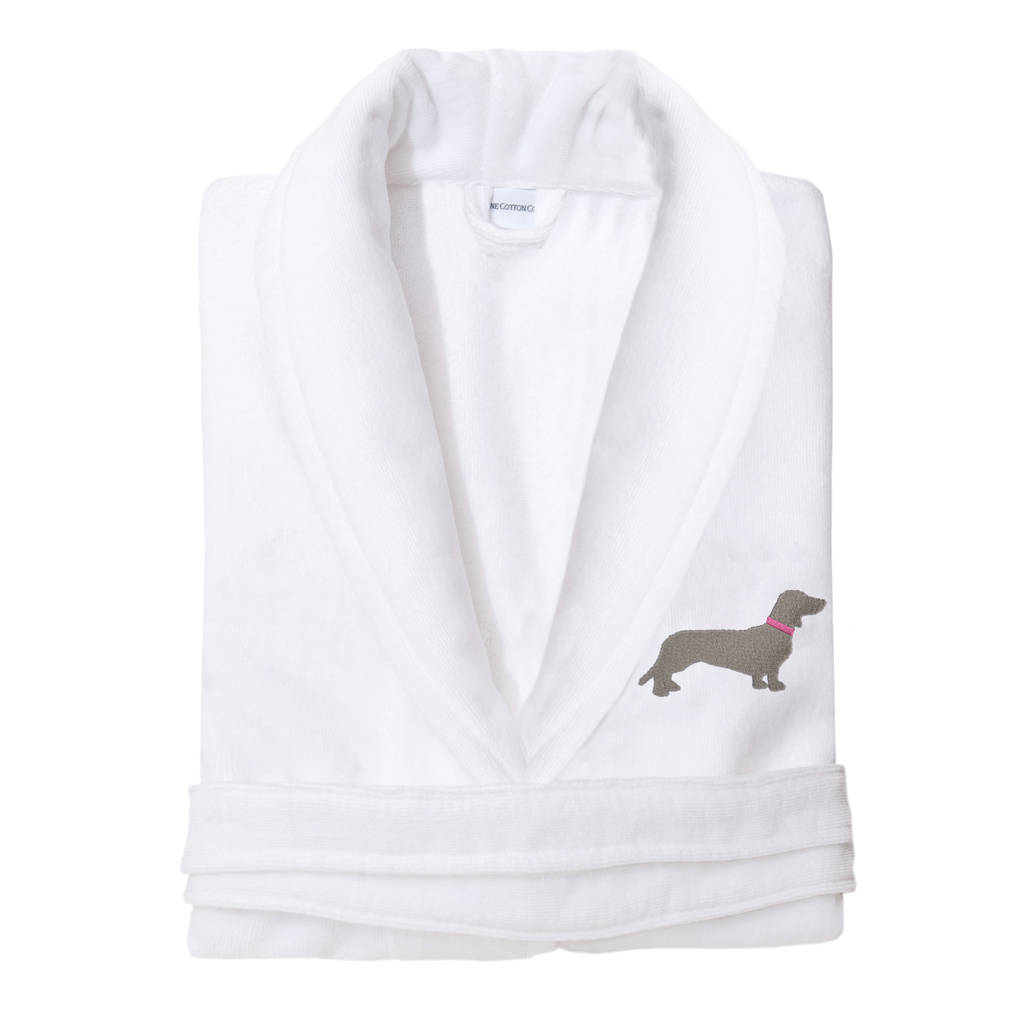 Sausage Dog Dachshund Personalised Bath Robe Collection, 1 of 7