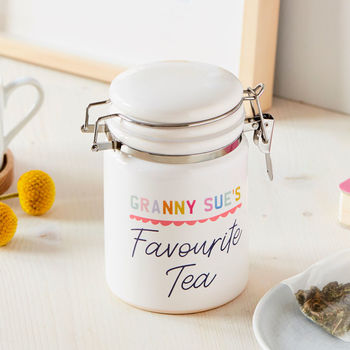 Personalised Favourite Tea Ceramic Storage Jar, 2 of 2