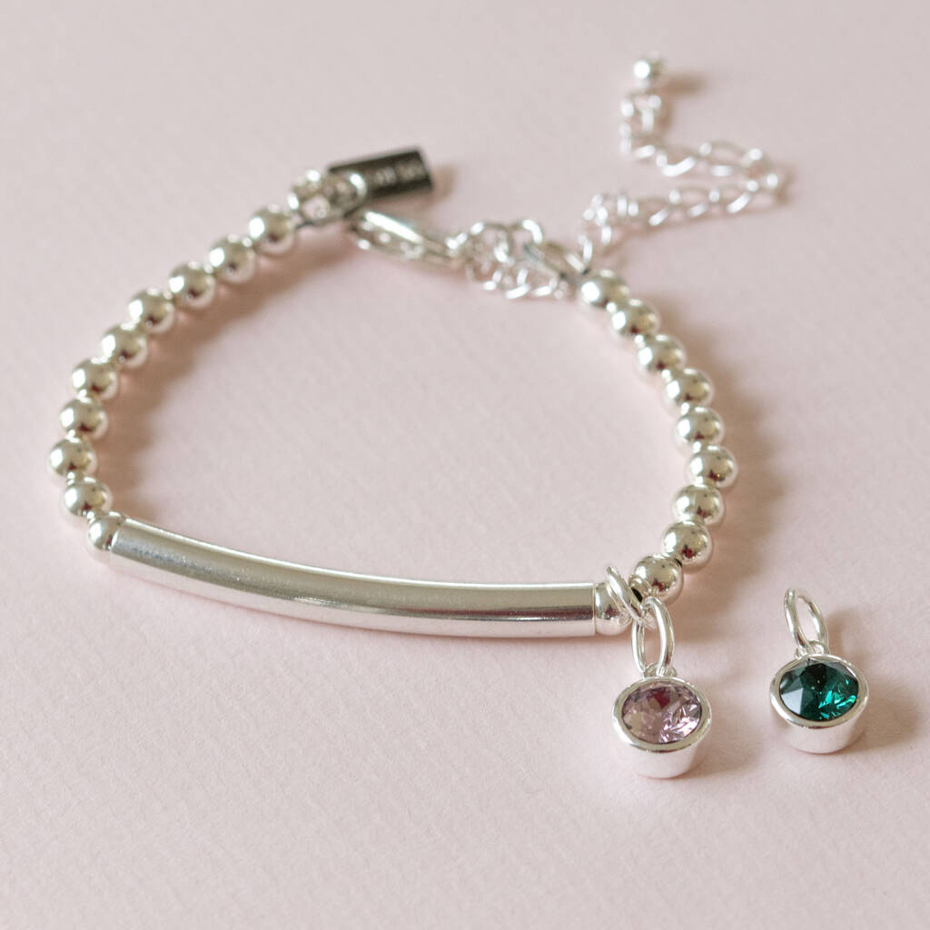 Birthstone Sterling Silver Christening Bracelet By Oh So Cherished