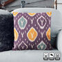 Traditional Purple Ikat Cushion Cover, thumbnail 1 of 6