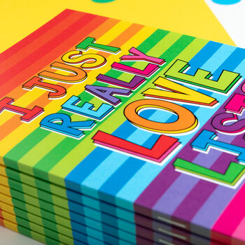I Just Really Love Lists A5 Rainbow Stripe Notebook, 10 of 10