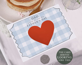 Personalised Father's Day Gift Scratch Voucher With Blue Gingham Design, 3 of 3