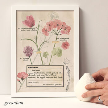 Personalised Botanical Notes For Nanny Framed Print, 5 of 8