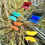 Set Of Five Coloured Butterfly Garden Stakes – Outdoor Metal Art – Vibrant Powder Coated Butterflies On Black Poles, thumbnail 2 of 7