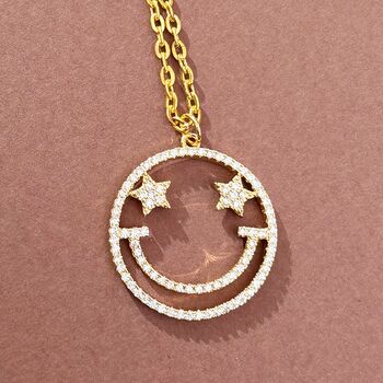 Starry Smiles Necklace Plated Chain Smiley Face, 3 of 6