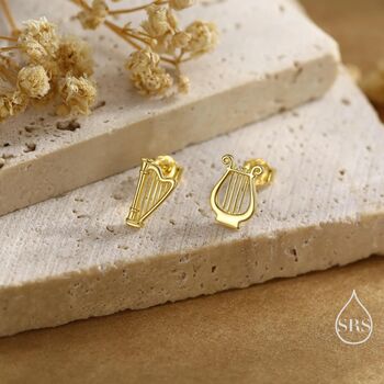 Mismatched Harp And Lyre Stud Earrings In Sterling Silver, 4 of 12