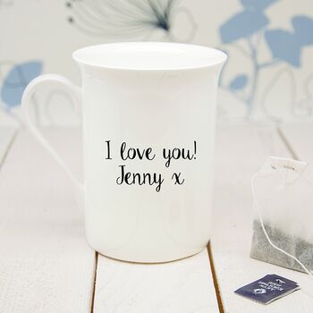 Personalised Romantic Pun Bone China Mug, 3 of 12