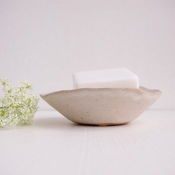 Handmade Oatmeal White Ceramic Stoneware Soap Dish, 2 of 7