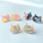 Cat Studs In Torte Effect Resin, thumbnail 1 of 6