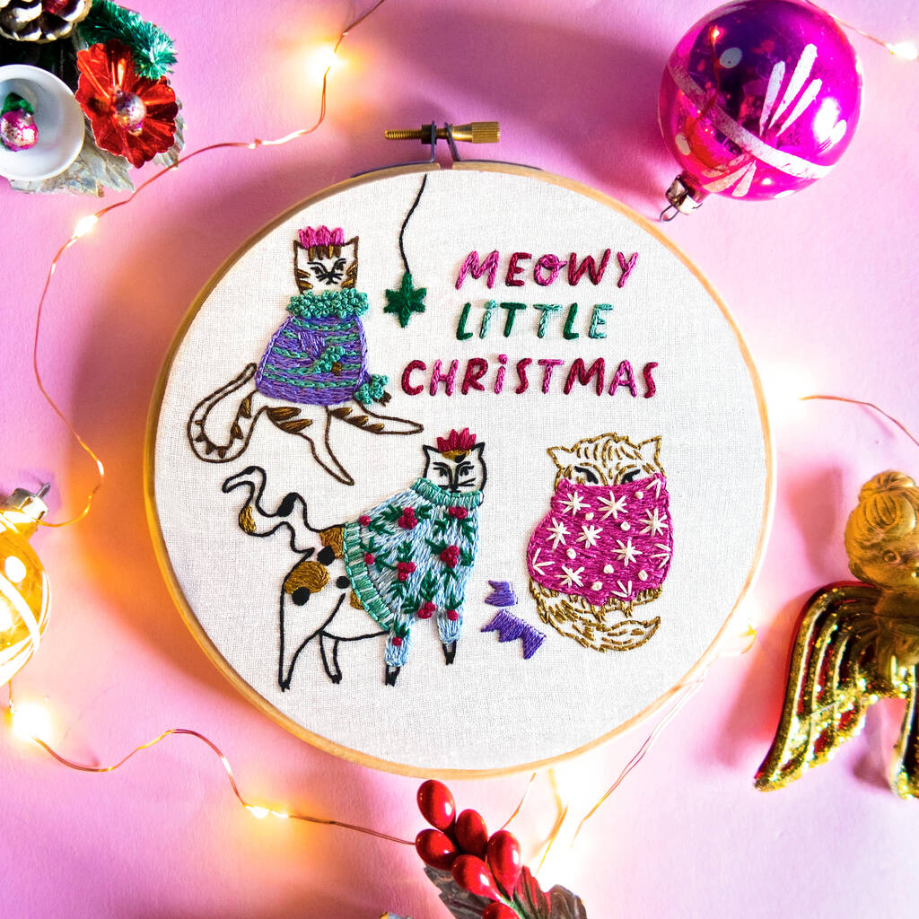 Christmas Cats Embroidery Kit, 1 of 4