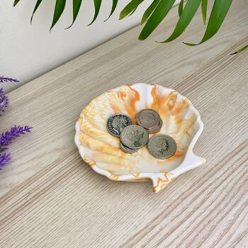 Orange Marbled Seashell Trinket Tray/ Soap Dish, 5 of 8