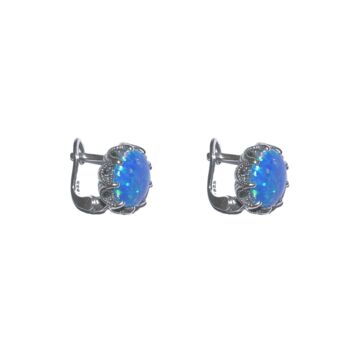 Circle Opal High Quality Sterling Silver Earrings, 2 of 2
