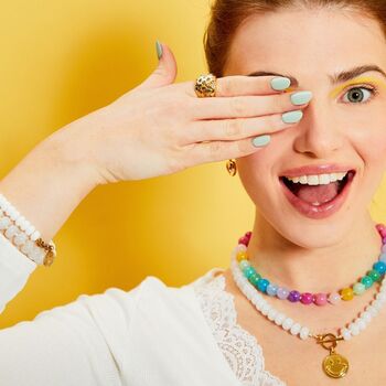 Rainbow Cubic Zirconia Chunky Cocktail Ring, 2 of 2