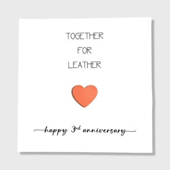 Together For Leather 3rd Anniversary Card Leather Heart, 6 of 8