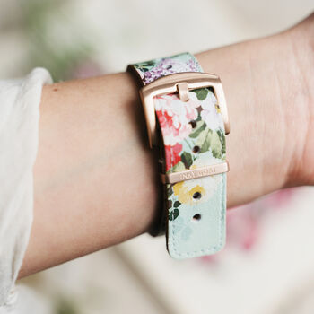 'Blossom' Leather Smartwatch Strap; Handmade Watch Band, 2 of 8