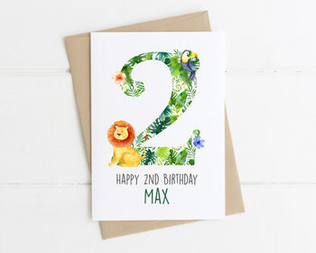 Personalised Children's Birthday Card Jungle Lion, 4 of 7