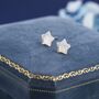 Mother Of Pearl Star Stud Earrings In Sterling Silver, thumbnail 5 of 10