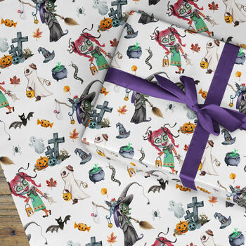 Gothic Halloween Gift Wrapping Paper Roll Or Folded, 2 of 4