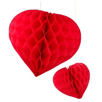 Honeycomb Tissue Paper Hearts In Three Sizes, 2 of 2
