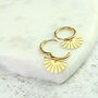 Geometric Fan Golden Hoop Earrings, thumbnail 4 of 7
