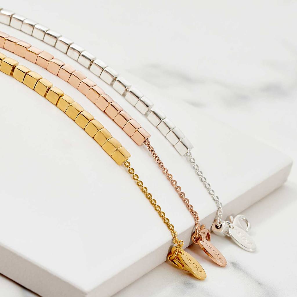 Gold Vermeil Bracelet With Cubes By NEOLA | notonthehighstreet.com