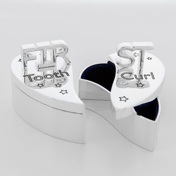 Silver Plated Baby First Tooth And Curl Heart Gift Set, 3 of 4