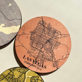 Personalised Favourite Location Maps Wooden Coaster Set, 6 of 11