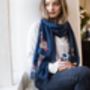 Personalised Navy Scarf With An Embroidered Flower, thumbnail 6 of 6