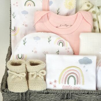 Peachy Rainbows New Baby Girl Gift Set Hamper, 6 of 7