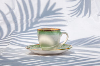 Green Set Of Six Porcelain Espresso Cup And Saucer, 4 of 11