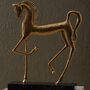 Golden Troy Horse Sculpture On Marble Base, thumbnail 1 of 2