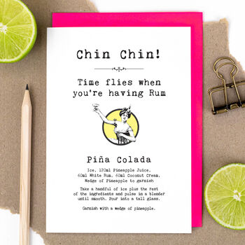 Pina Colada Cocktail Recipe Greeting Card, 2 of 5