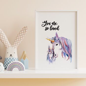 You Are So Loved Unicorn Nursery Print, 5 of 5