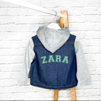 Personalised Varsity Kids Denim Jacket, 4 of 6