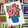 Keep Growing Flower Pot Linocut A4 Print, thumbnail 5 of 11