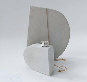 Sterling Silver Wide Band Flower Spinner Ring, 3 of 4