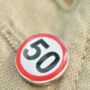 50 Speed Sign Lapel Pin Badge, thumbnail 2 of 4