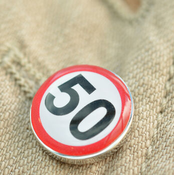 50 Speed Sign Lapel Pin Badge, 2 of 4