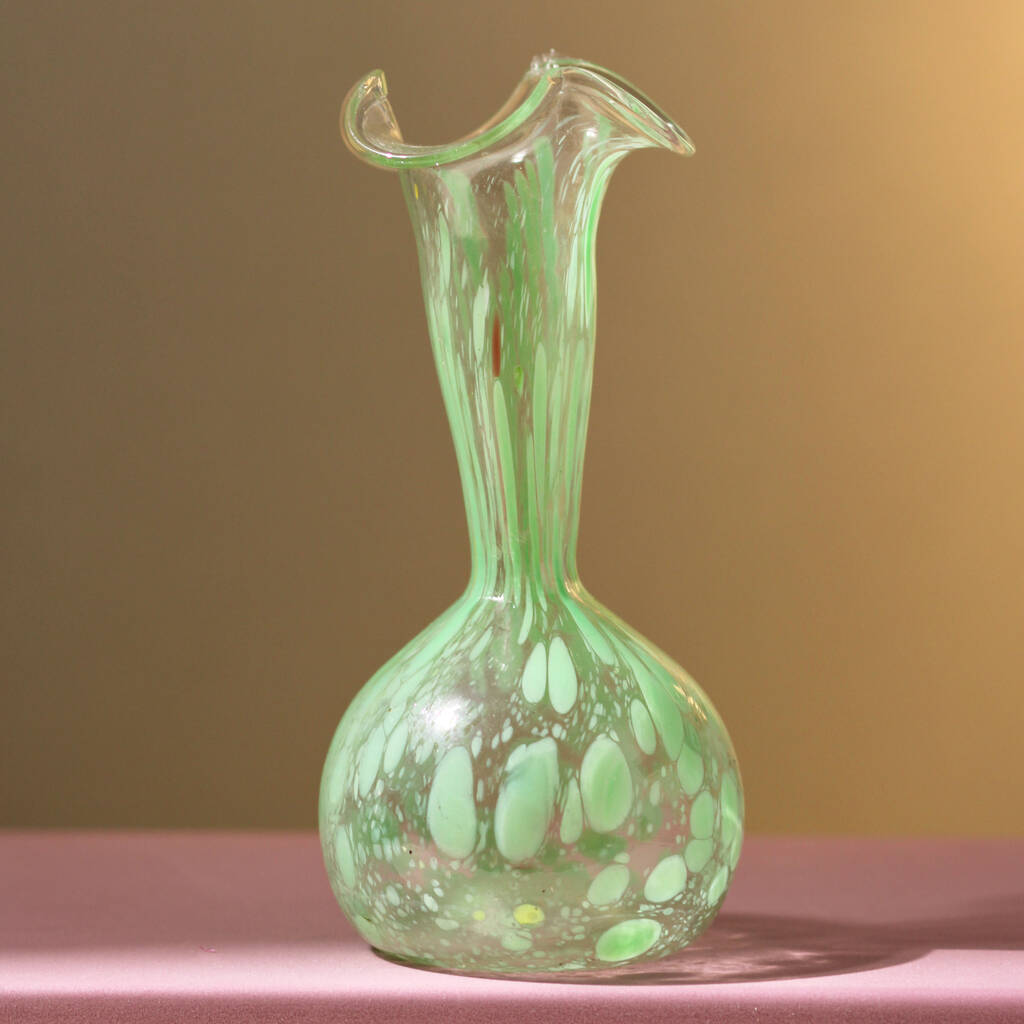 Vintage Hand Blown Fluted Mottled Glass Bud Vase By Allumee Home