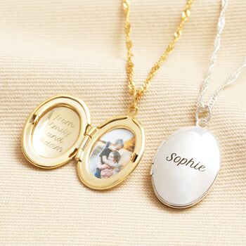 Personalised Oval Locket Necklace, 2 of 8