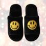 Happy Face Christmas Slippers Black, thumbnail 1 of 6